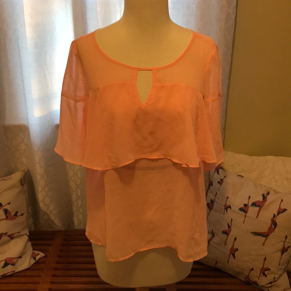 Peach/coral sheer top belle and sky